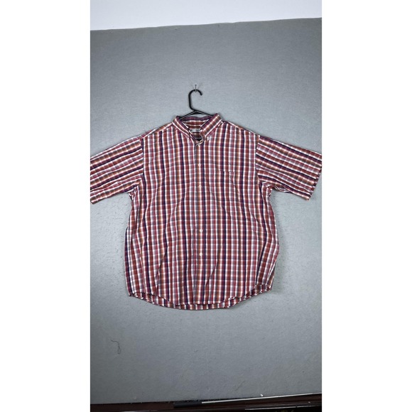 Turnbury Shirt Mens Large Red Plaid Short Sleeve Button Front Pocket Casual - Picture 1 of 7